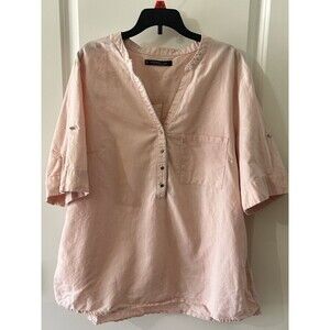 Violeta by Mango M Pink Blouse Top Pullover Short Sleeve Career
